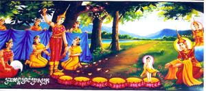 Cropped Buddha's Birthday Thai painting 2